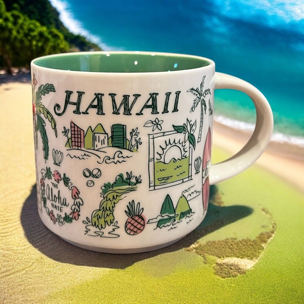Starbucks HAWAII Been There Series Coffee Cup Mug Across The Globe 14oz EUC